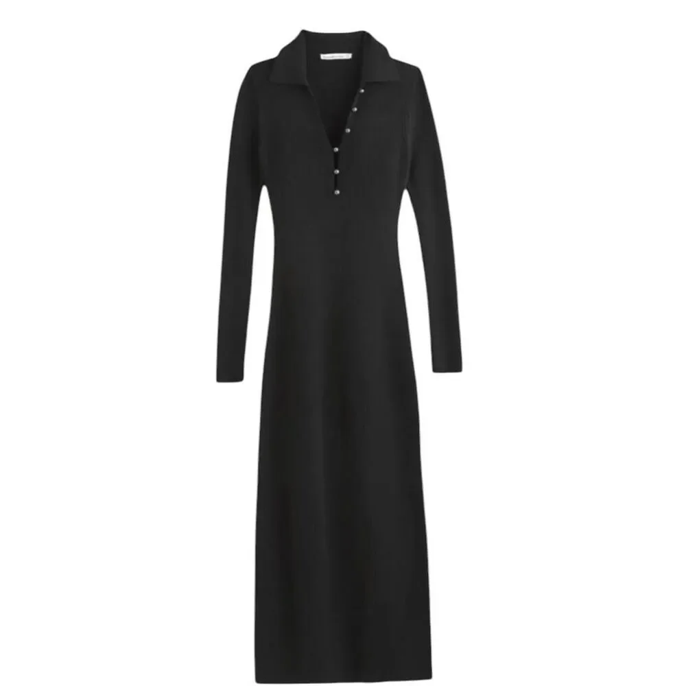 Abercrombie & Fitch | Dresses | Abercrombie Fitch Longsleeve Collar Midi Sweater  Dress Black | Poshmark